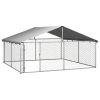 Outdoor Dog Kennel with Roof 118.1"x118.1"x59.1"