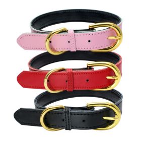 Genuine Leather Dog Collar; Wide Dog Collar; Soft Padded Breathable Adjustable Tactical Waterproof Pet Collar (colour: Powder, Specification (L * W): L 51*2.5cm)