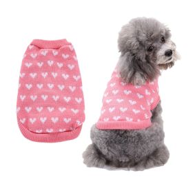 Pet Dog Sweater Turtleneck Dog Knitwear Warm Pet Sweater (Color: pink, size: XL)