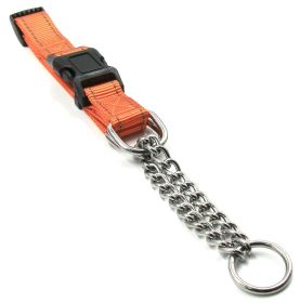 Pet Life 'Tutor-Sheild' Martingale Safety and Training Chain Dog Collar (Color: orange, size: large)