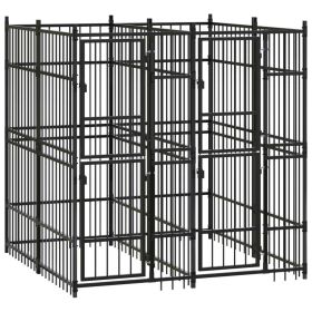 Outdoor Dog Kennel Steel 39.7 ft¬≤ (Color: black)