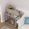 Furniture Style Dog Crate Side Table on Wheels with Double Doors and Lift Top